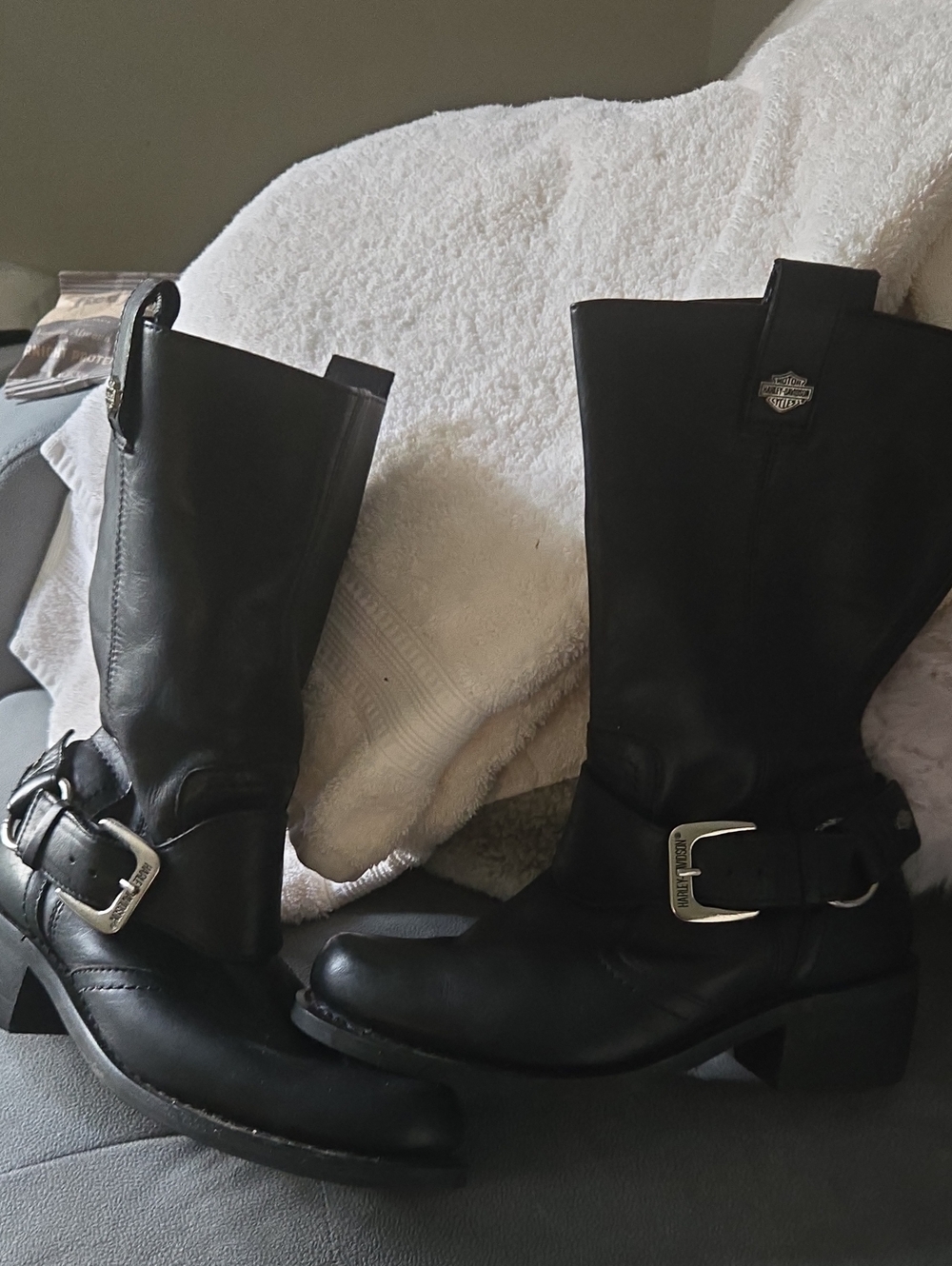 Harley-Davidson Women's Black Leather Harness Moto Boots